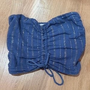 Aerie Blue and Gold Textured Tube Top